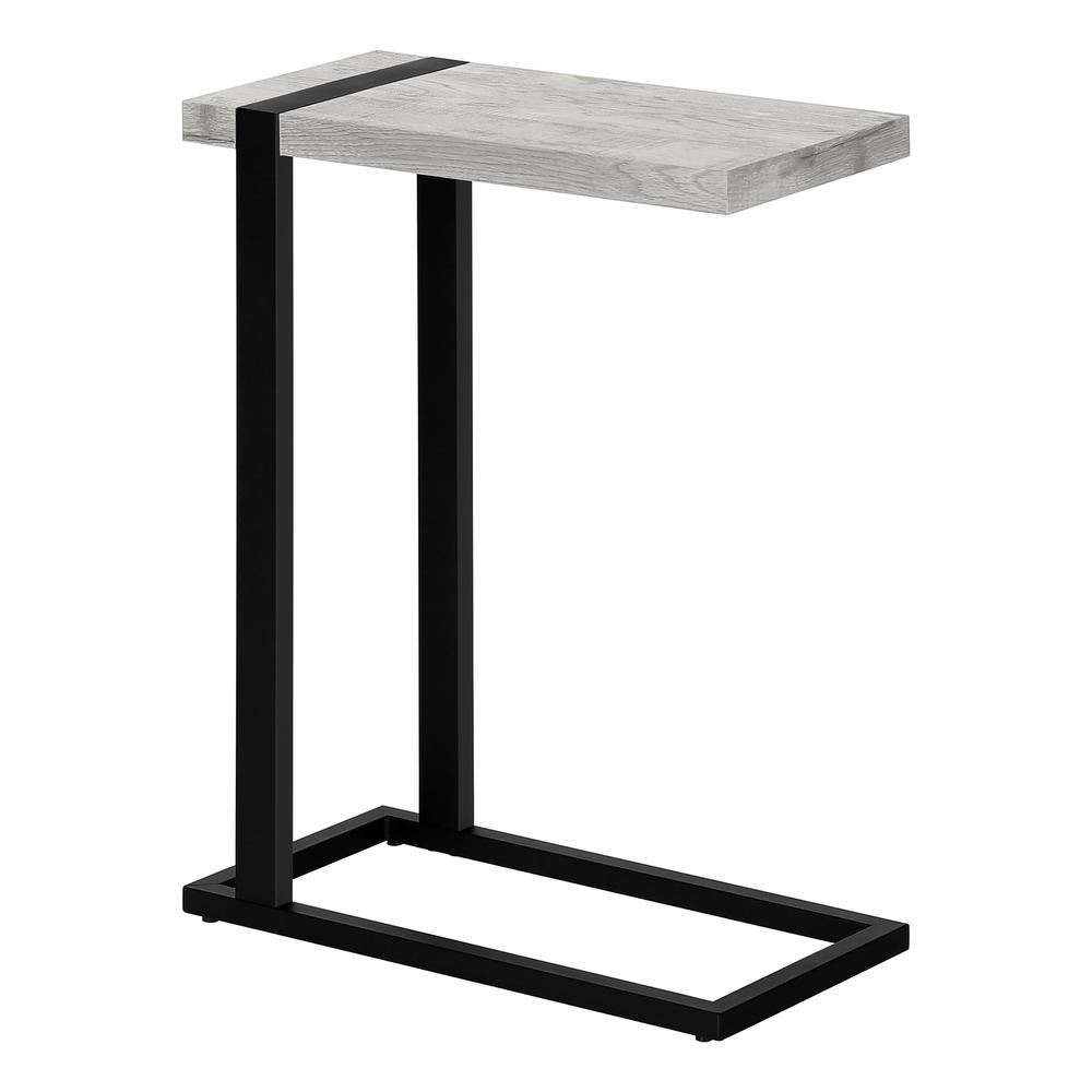 Accent Table, C-shaped, End, Side, Snack, Living Room, Bedroom, Grey Laminate. Picture 1