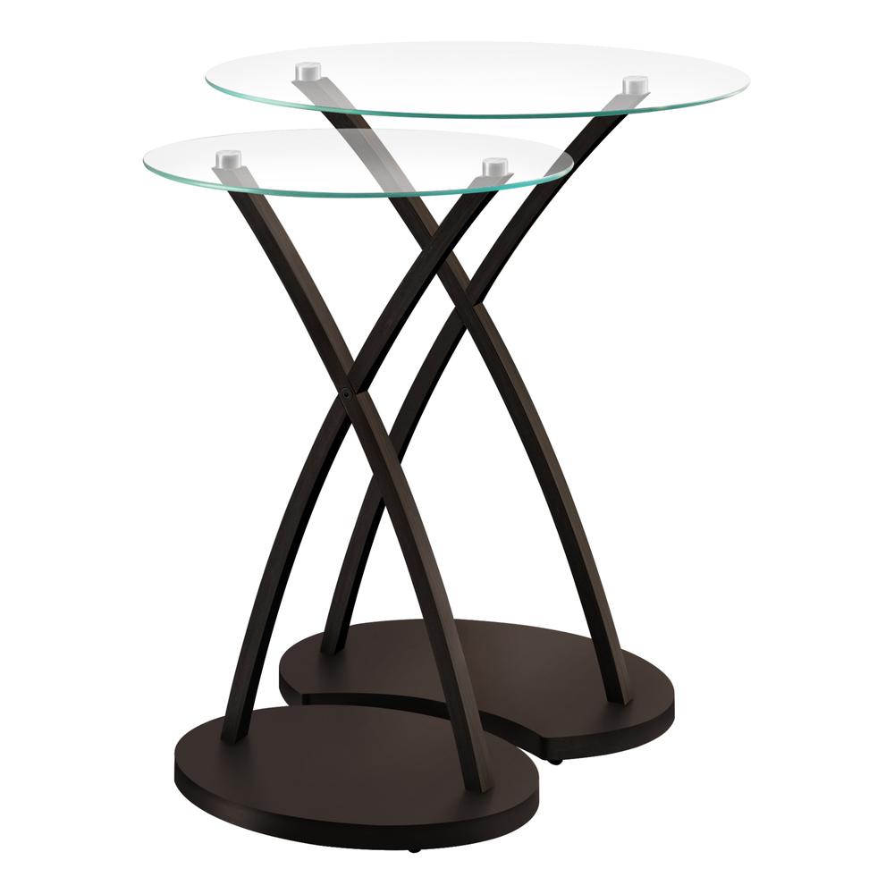 Nesting Table, Set Of 2, Side, End, Accent, Living Room, Bedroom, Clear Tempered. Picture 1