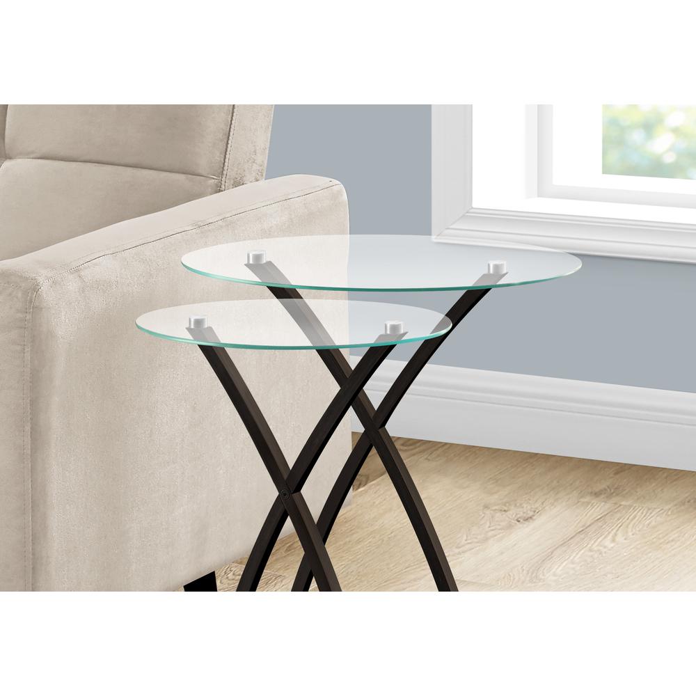 Nesting Table, Set Of 2, Side, End, Accent, Living Room, Bedroom, Clear Tempered. Picture 3