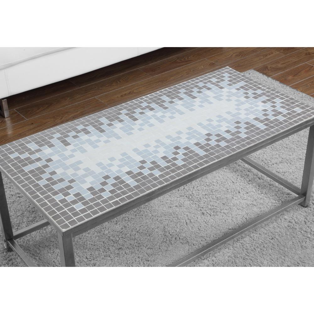 Coffee Table, Accent, Cocktail, Rectangular, Living Room, 42 L, Blue Tile. Picture 3