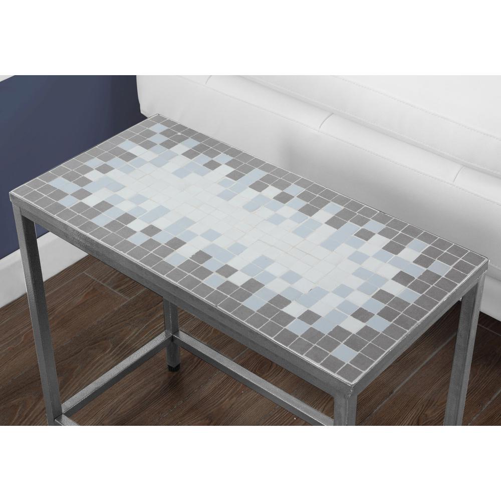 Accent Table, Side, End, Nightstand, Lamp, Living Room, Bedroom, Blue Tile. Picture 3