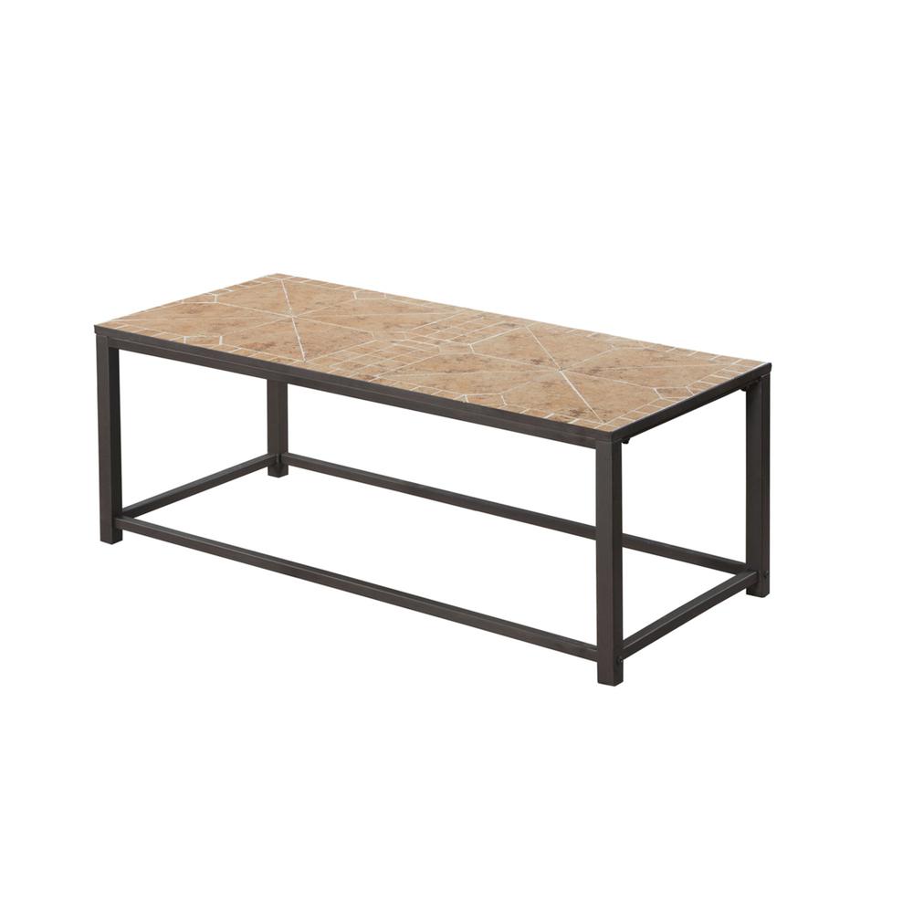 Coffee Table, Accent, Cocktail, Rectangular, Living Room, 42 L, Brown Tile. Picture 1