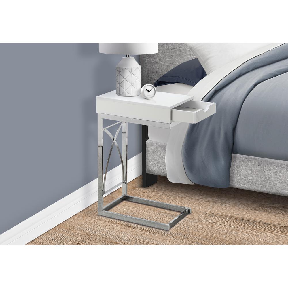 Accent Table, C-shaped, End, Side, Snack, Storage Drawer, Living Room, Bedroom. Picture 3
