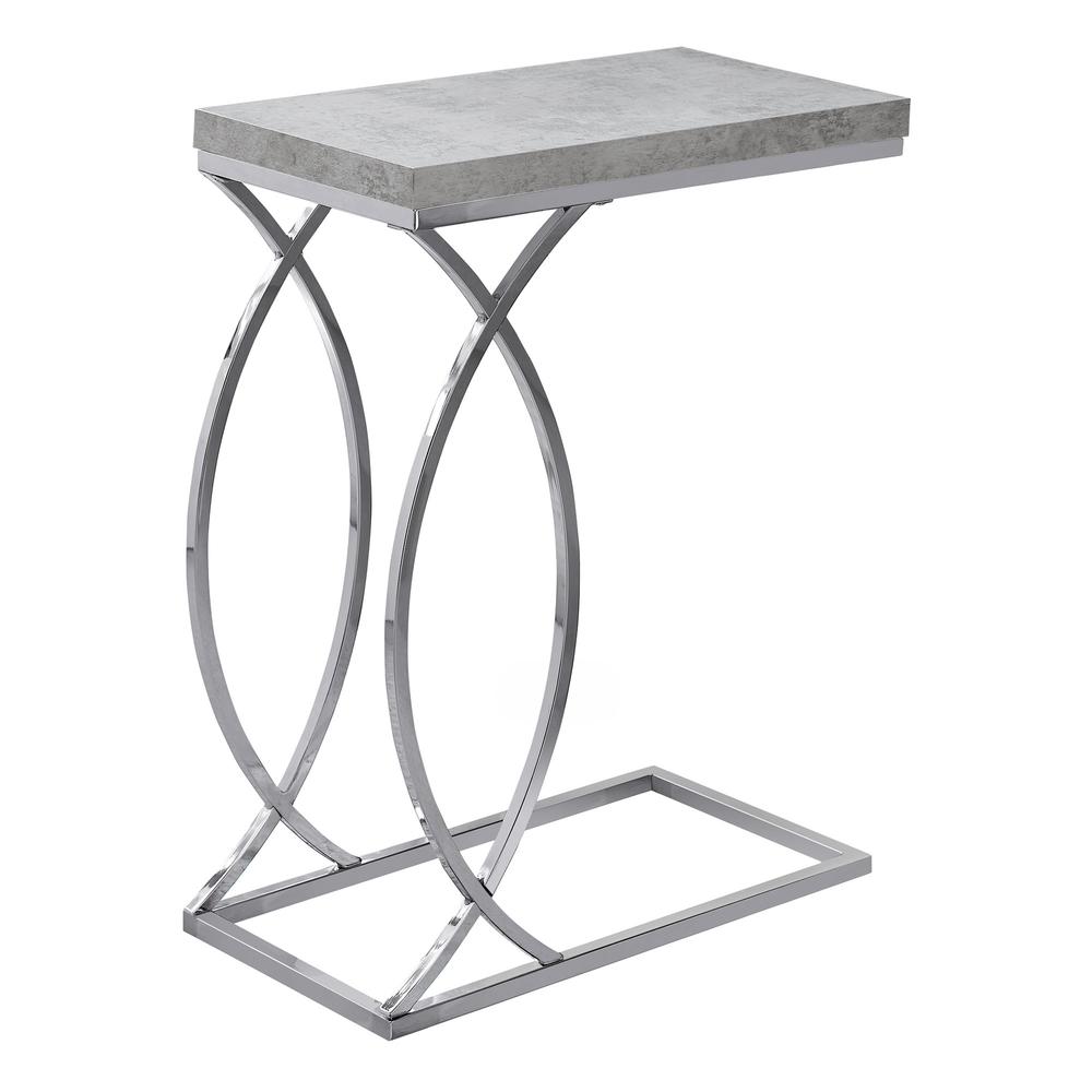 Accent Table, C-shaped, End, Side, Snack, Living Room, Bedroom, Grey Laminate. Picture 1