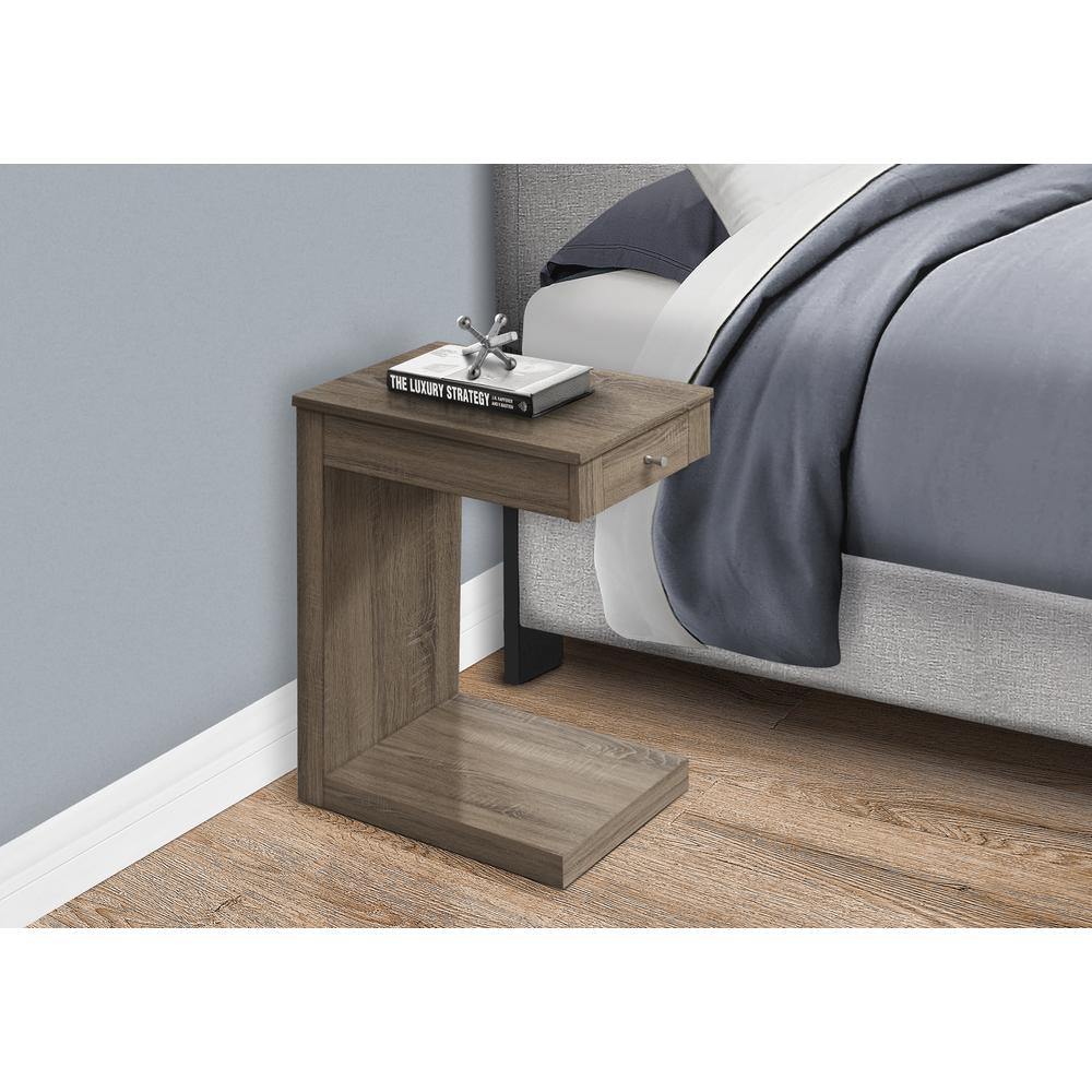 Accent Table, C-shaped, End, Side, Snack, Storage Drawer, Living Room, Bedroom. Picture 3