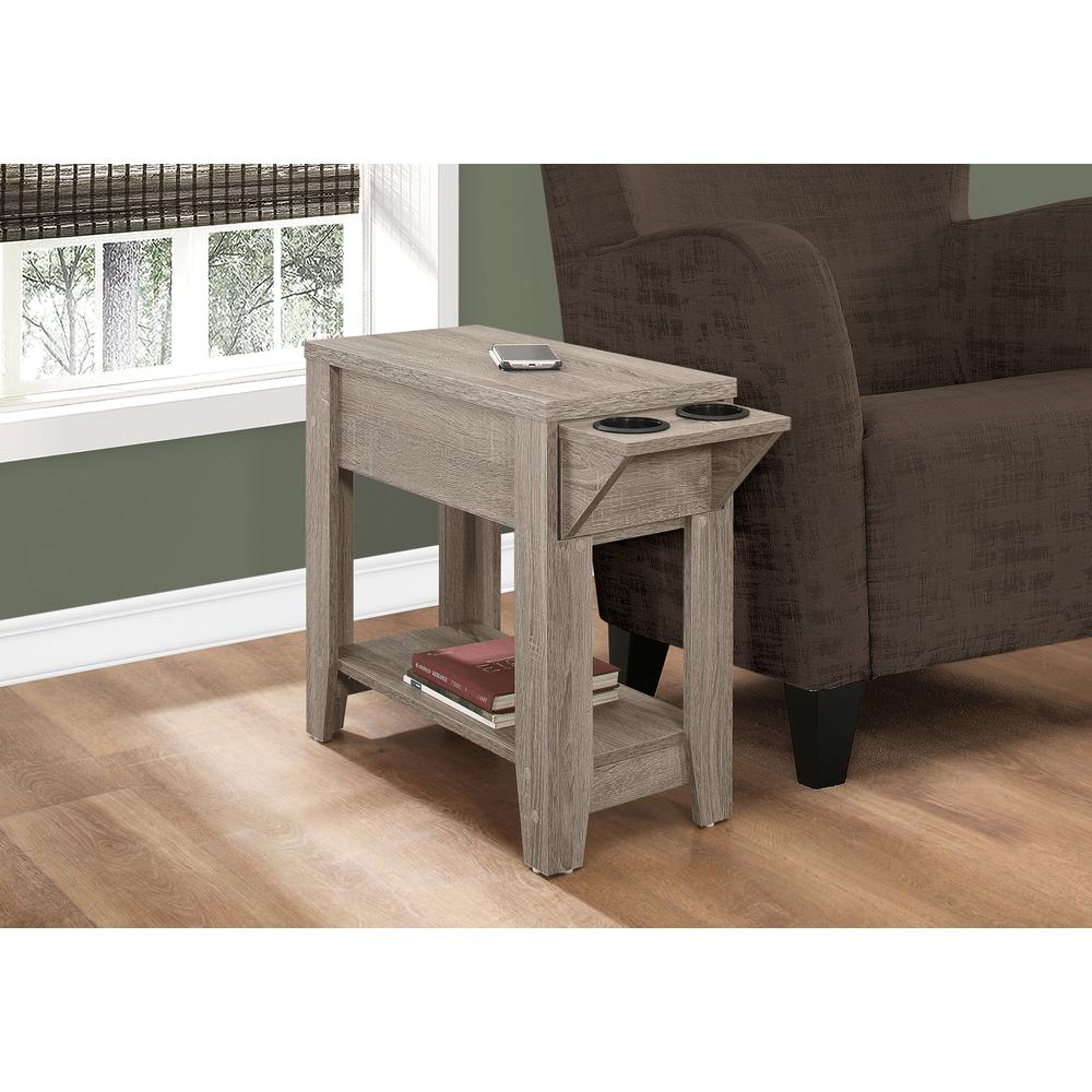 Accent Table, Side, End, Storage, Lamp, Living Room, Bedroom, Dark Taupe. Picture 3