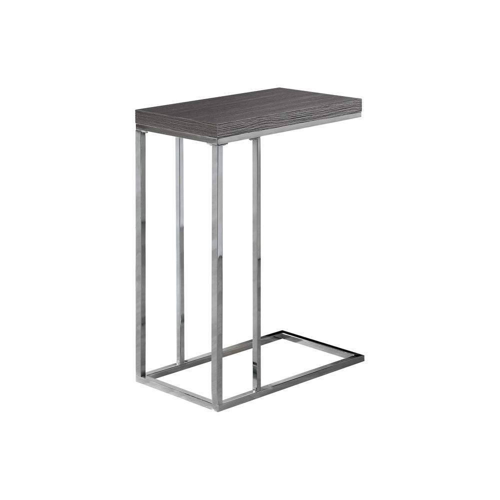 Accent Table, C-shaped, End, Side, Snack, Living Room, Bedroom, Grey Laminate. Picture 1