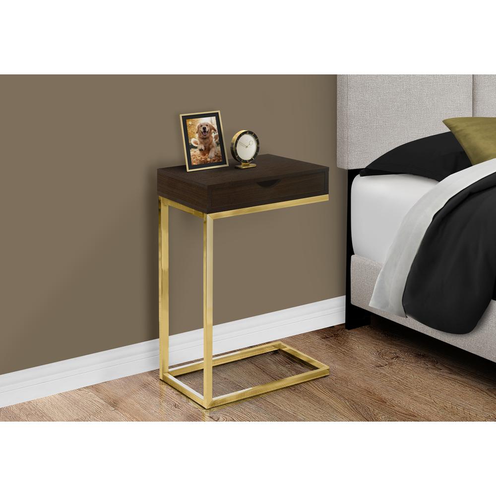 Accent Table, C-shaped, End, Side, Snack, Storage Drawer, Living Room. Picture 3