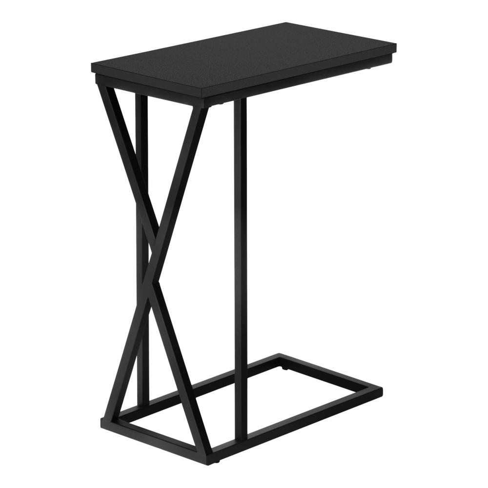 Accent Table, C-shaped, End, Side, Snack, Living Room, Bedroom, Black Laminate. Picture 4