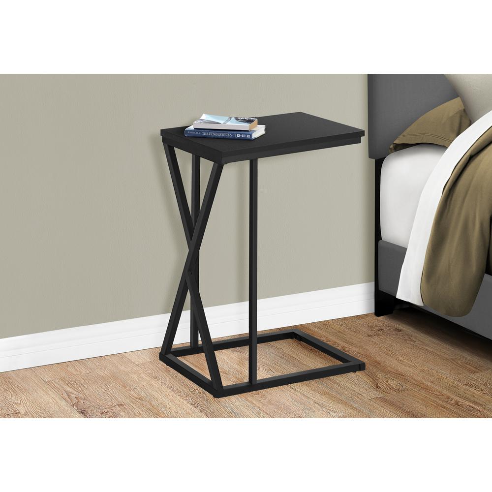 Accent Table, C-shaped, End, Side, Snack, Living Room, Bedroom, Black Laminate. Picture 9