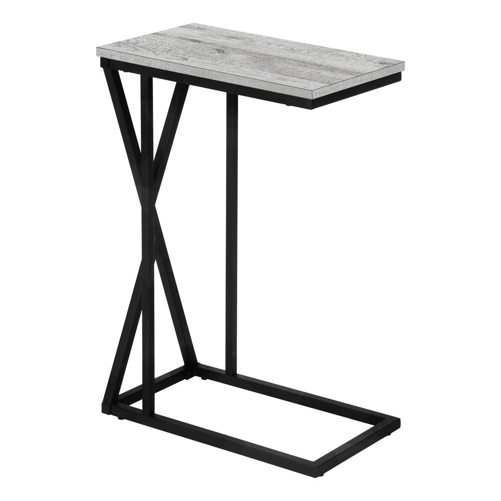 Accent Table, C-shaped, End, Side, Snack, Living Room, Bedroom, Grey Laminate. Picture 1