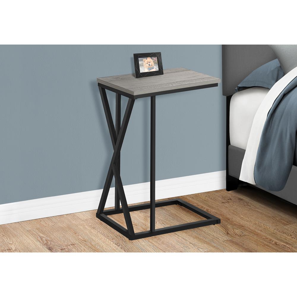 Accent Table, C-shaped, End, Side, Snack, Living Room, Bedroom, Grey Laminate. Picture 9