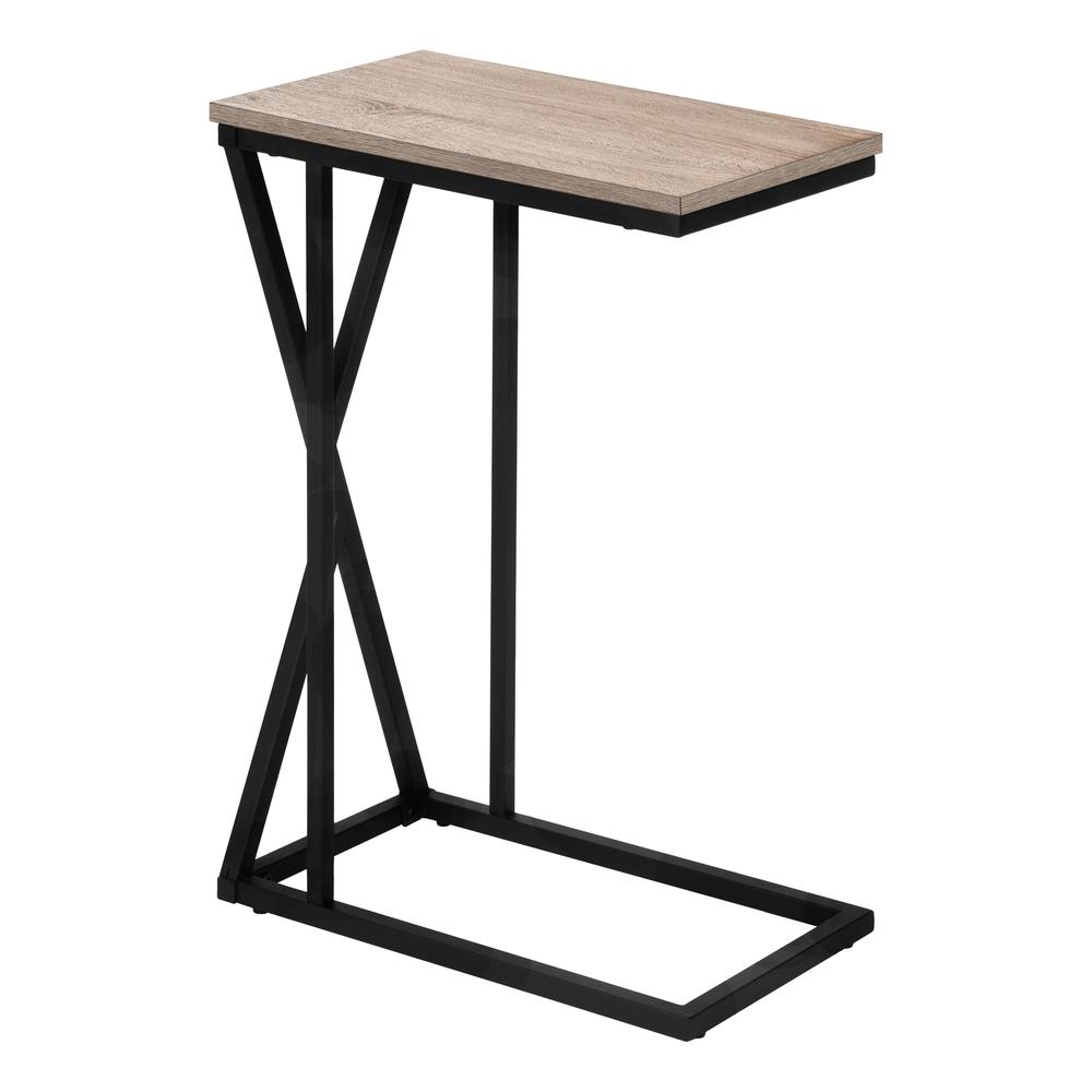 Accent Table, C-shaped, End, Side, Snack, Living Room, Bedroom, Brown Laminate. Picture 1