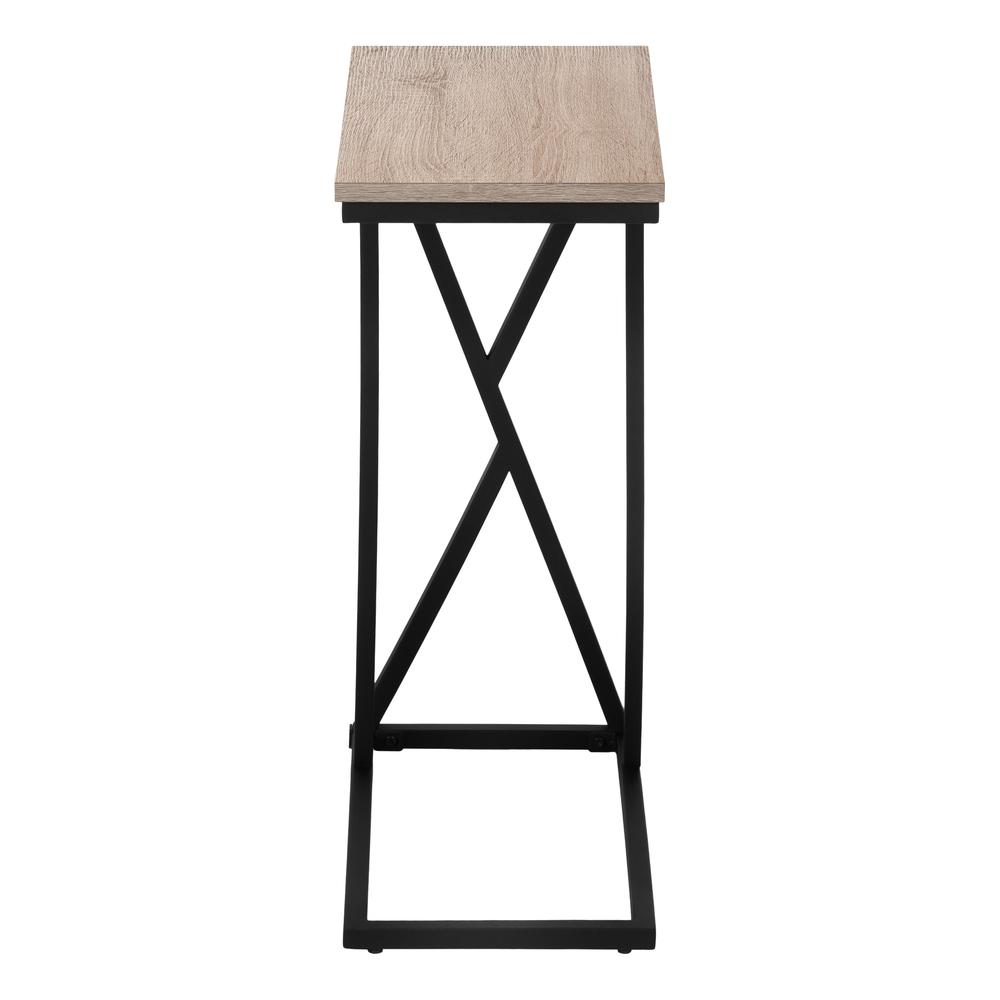 Accent Table, C-shaped, End, Side, Snack, Living Room, Bedroom, Brown Laminate. Picture 3