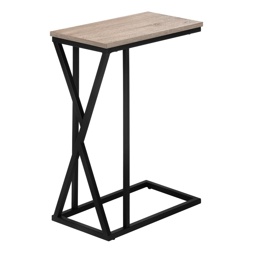 Accent Table, C-shaped, End, Side, Snack, Living Room, Bedroom, Brown Laminate. Picture 4