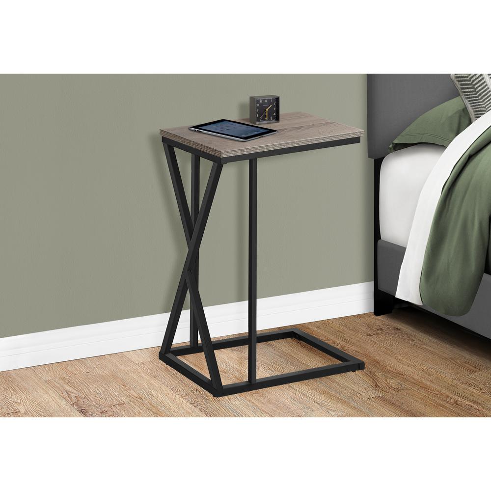 Accent Table, C-shaped, End, Side, Snack, Living Room, Bedroom, Brown Laminate. Picture 9