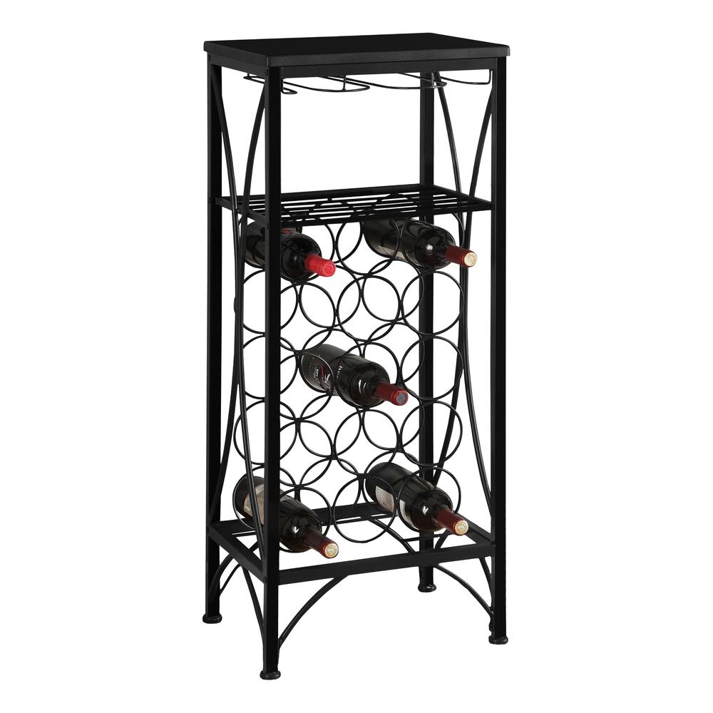 Home Bar, Wine Rack, Black Metal, Transitional. Picture 1