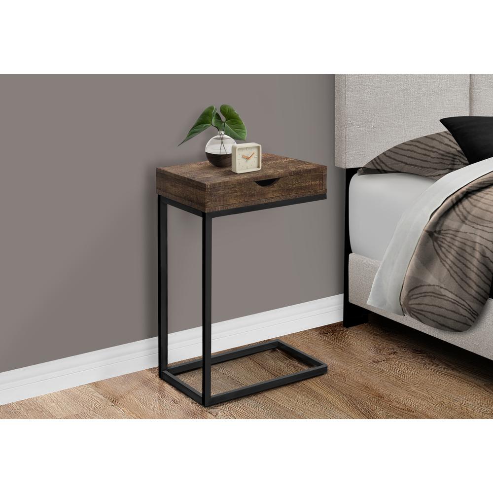 Accent Table, C-shaped, End, Side, Snack, Storage Drawer, Living Room. Picture 3