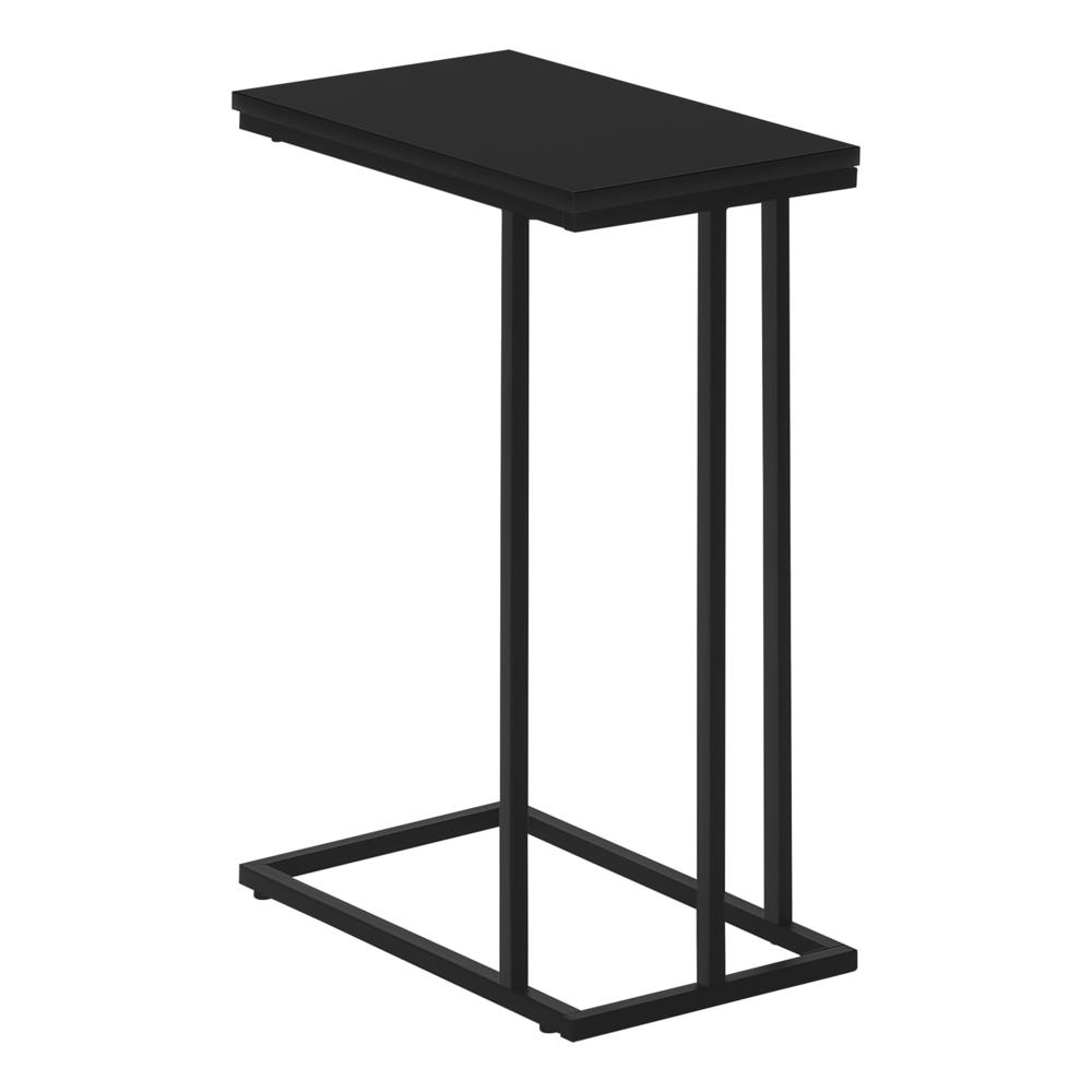 Accent Table, C-shaped, End, Side, Snack, Living Room, Bedroom, Black Laminate. Picture 3