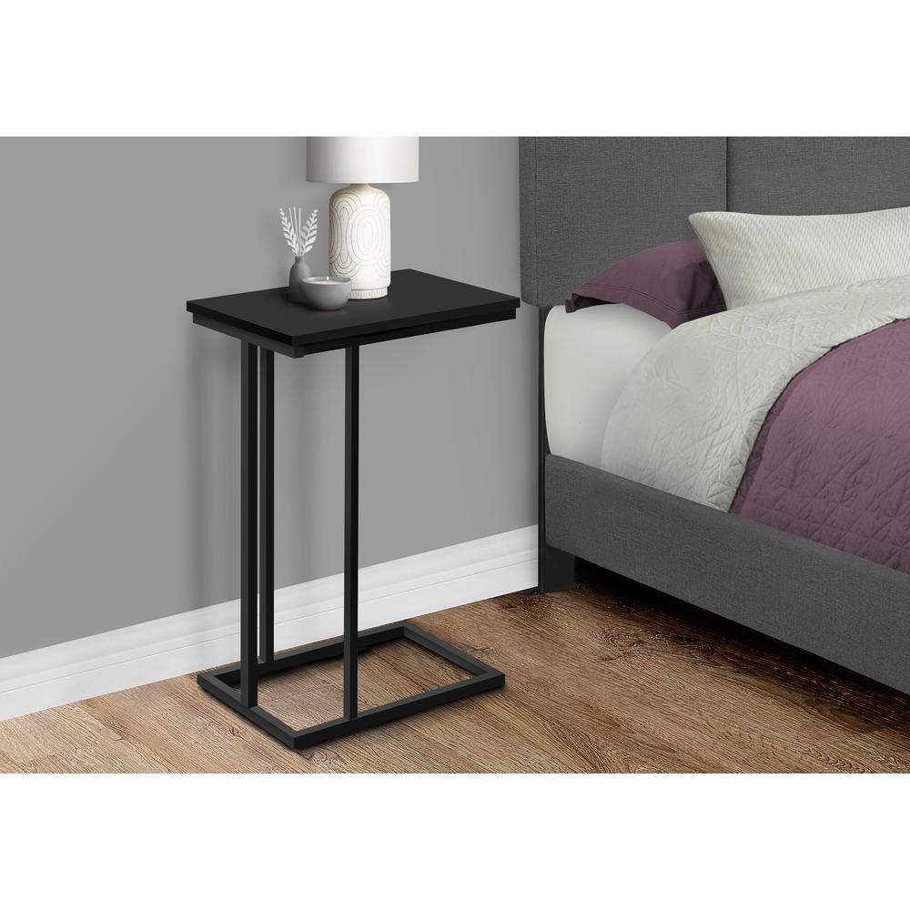 Accent Table, C-shaped, End, Side, Snack, Living Room, Bedroom, Black Laminate. Picture 9