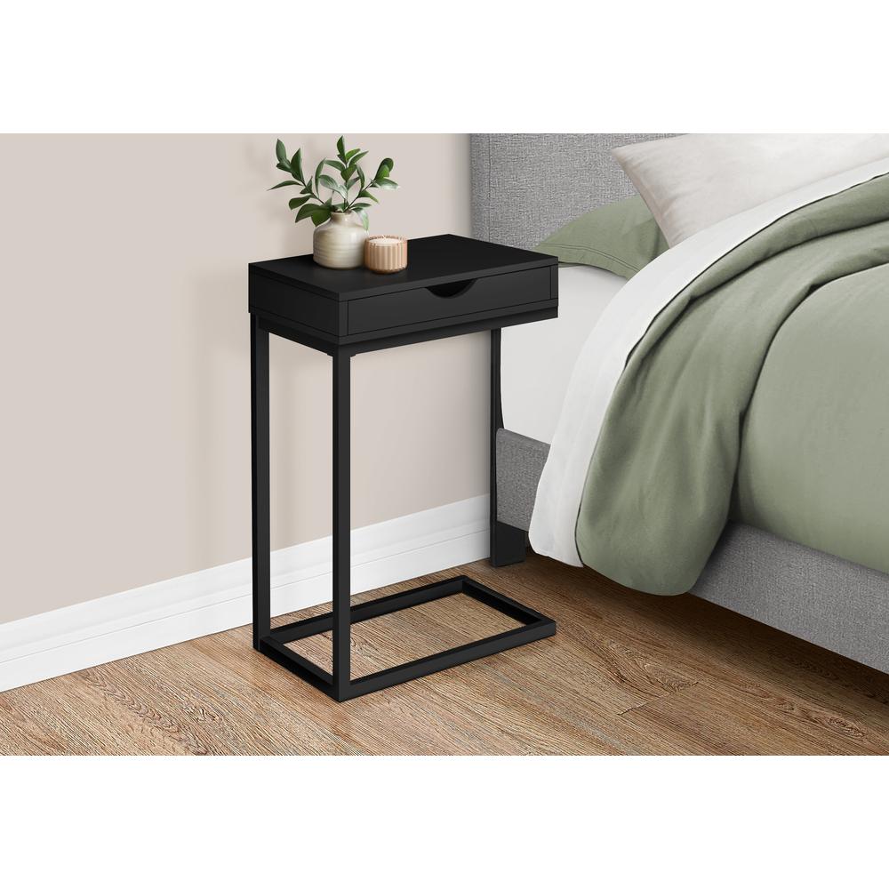 Accent Table, C-shaped, End, Side, Snack, Storage Drawer, Living Room. Picture 3
