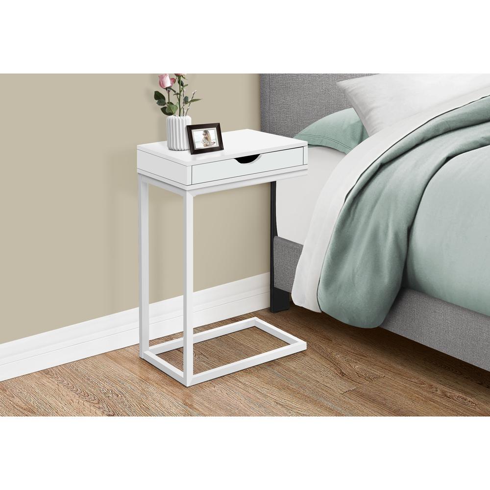 Accent Table, C-shaped, End, Side, Snack, Storage Drawer, Living Room. Picture 3