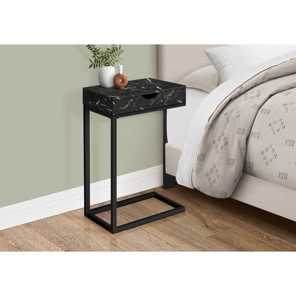 Accent Table, C-shaped, End, Side, Snack, Storage Drawer, Living Room. Picture 3