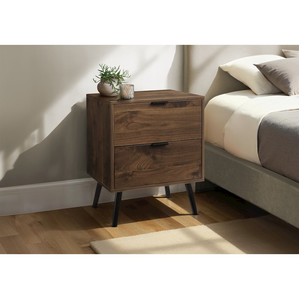 Accent Table, Storage Drawer, Walnut Laminate, Modern, Contemporary. Picture 3