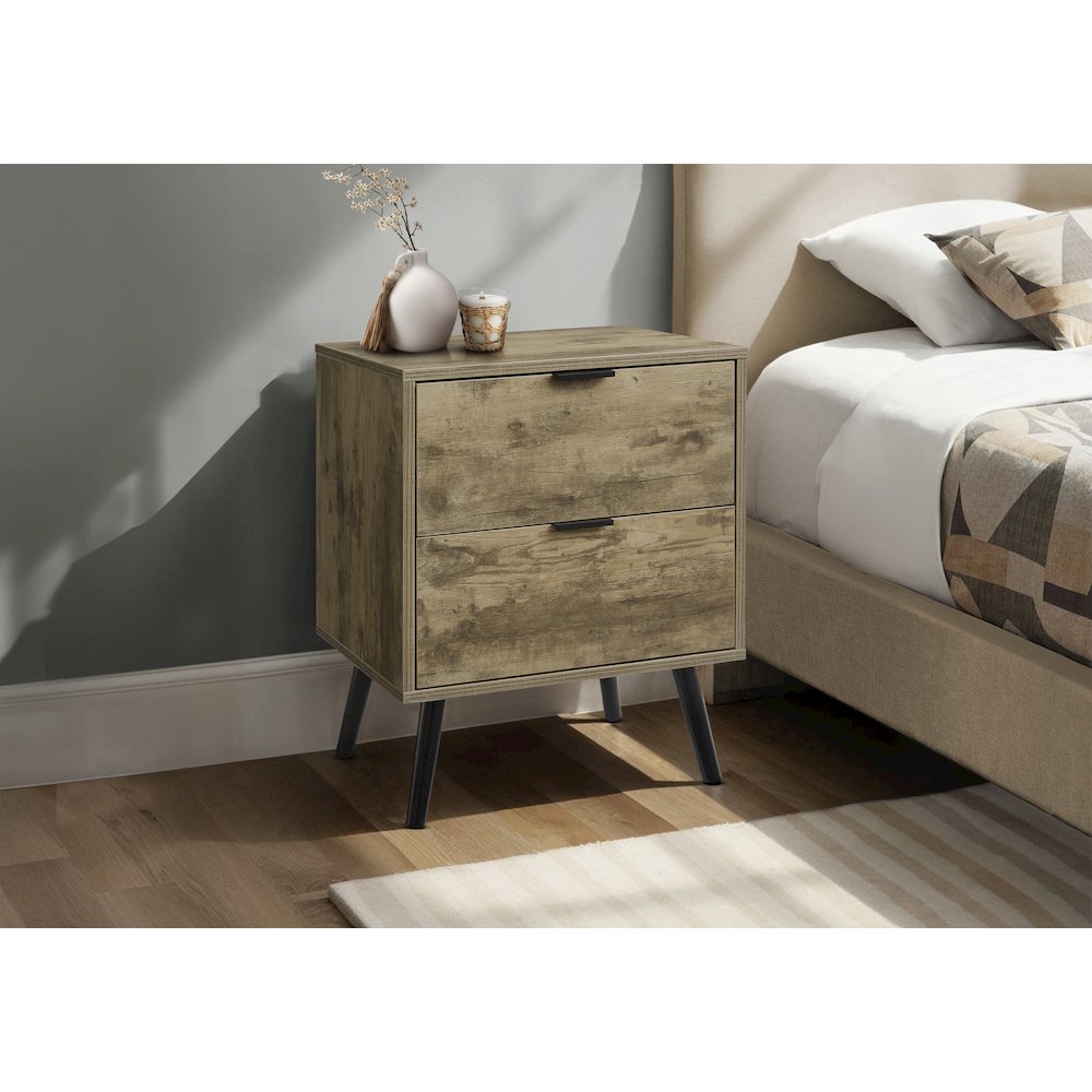Accent Table, Storage Drawer, Light Brown Laminate, Modern, Contemporary. Picture 3