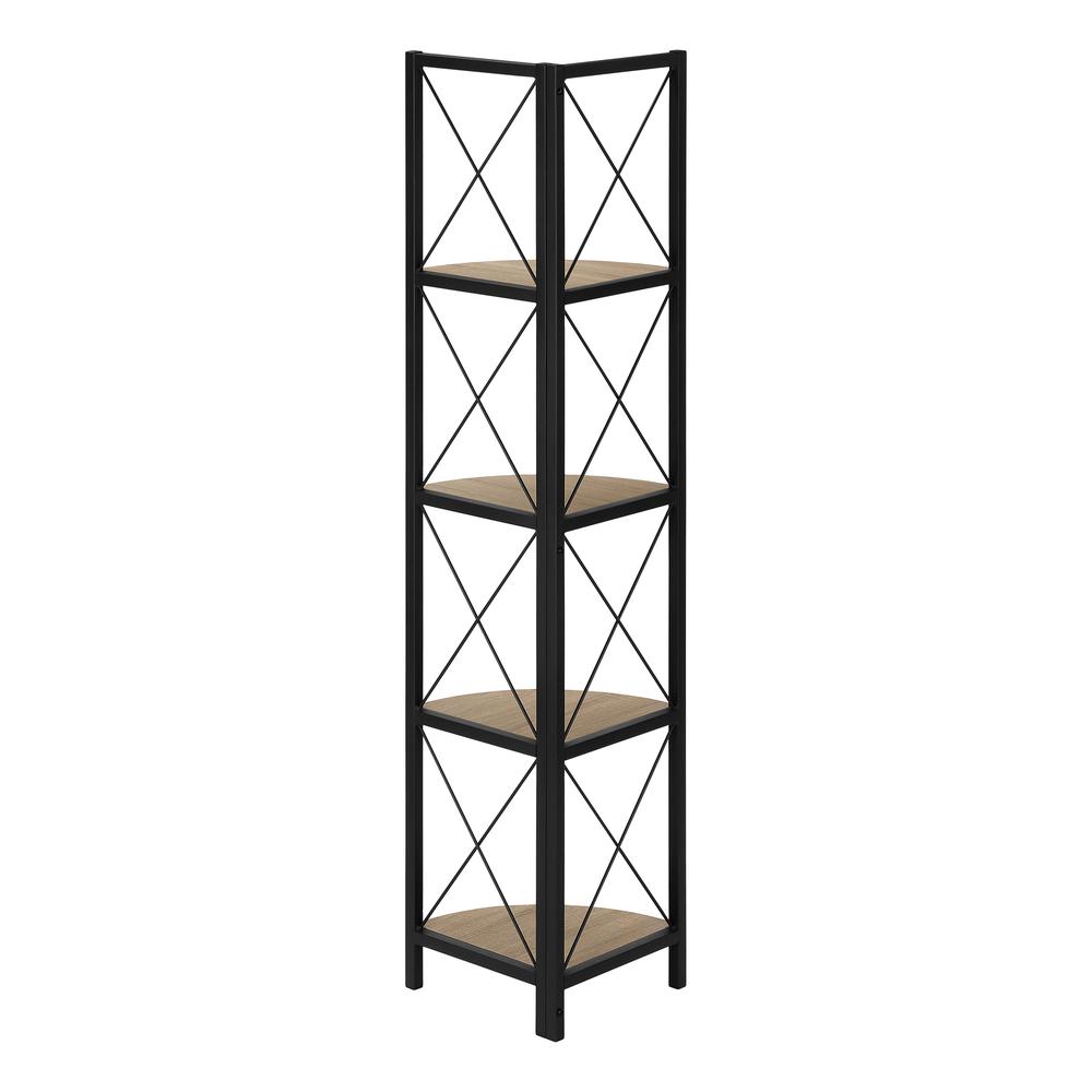 Bookshelf, Bookcase, Etagere, Corner, 4 Tier, 60H, Office, Bedroom, Brown Lamin. Picture 3