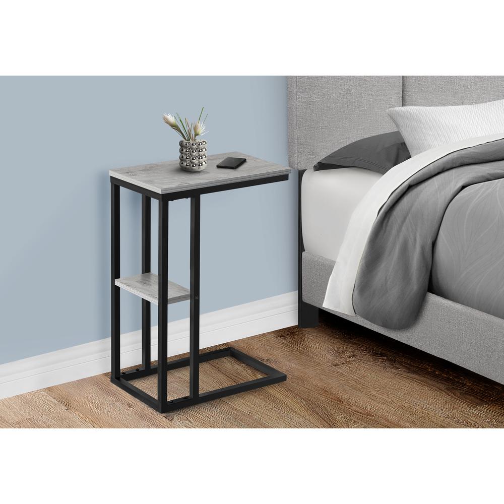 Accent Table, C-shaped, End, Side, Snack, Living Room, Bedroom, Grey Laminate. Picture 9