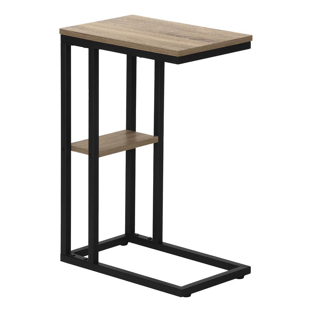Accent Table, C-shaped, End, Side, Snack, Living Room, Bedroom, Brown Laminate. Picture 1
