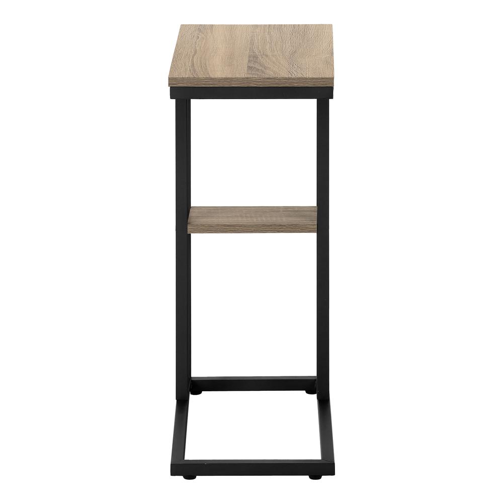 Accent Table, C-shaped, End, Side, Snack, Living Room, Bedroom, Brown Laminate. Picture 3