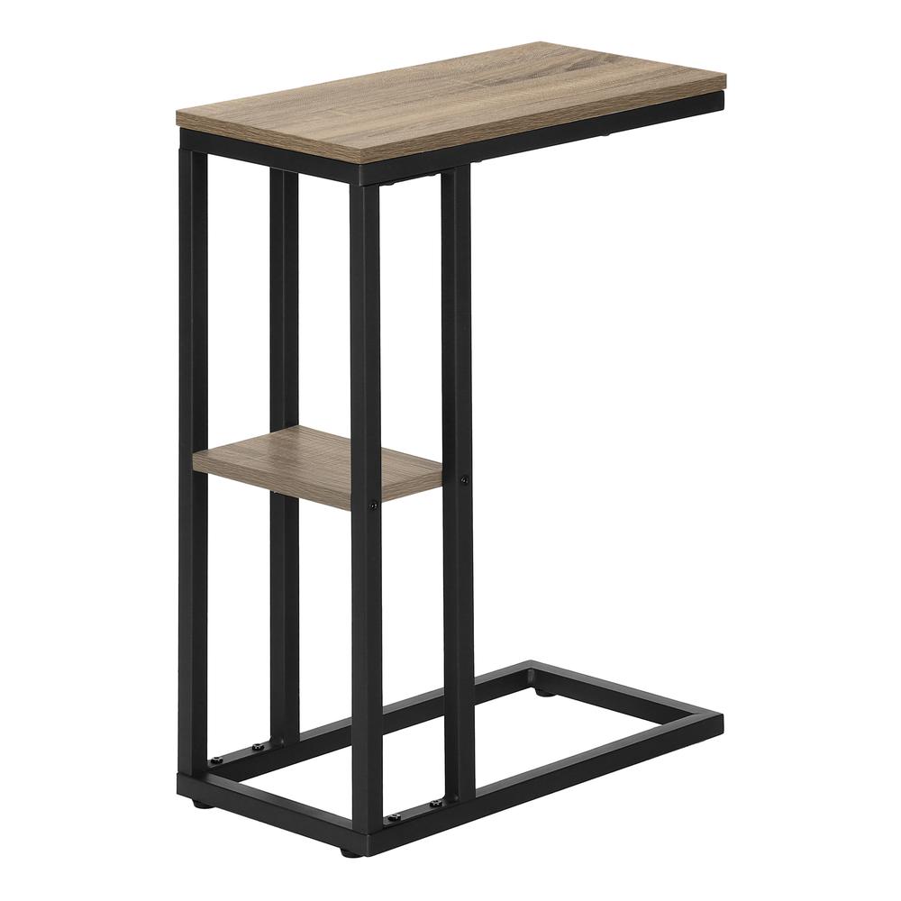 Accent Table, C-shaped, End, Side, Snack, Living Room, Bedroom, Brown Laminate. Picture 4