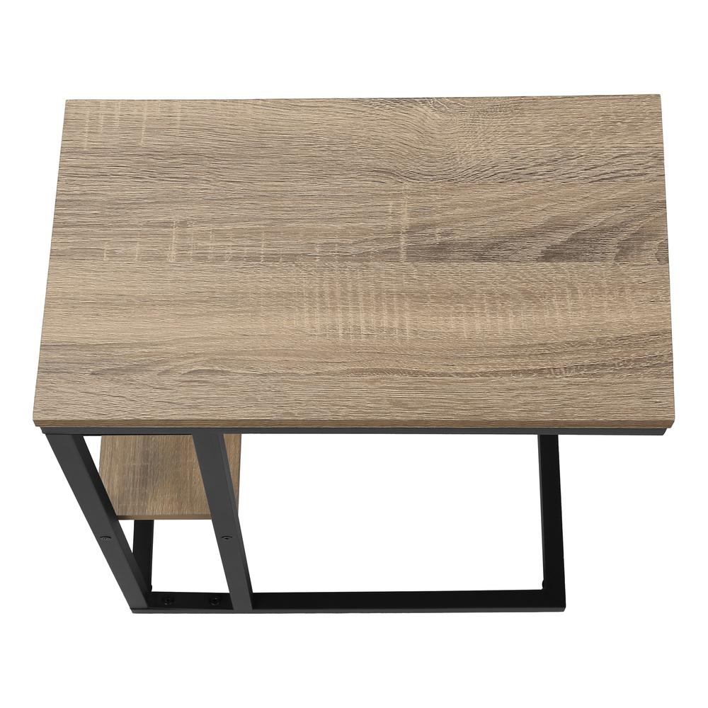 Accent Table, C-shaped, End, Side, Snack, Living Room, Bedroom, Brown Laminate. Picture 5