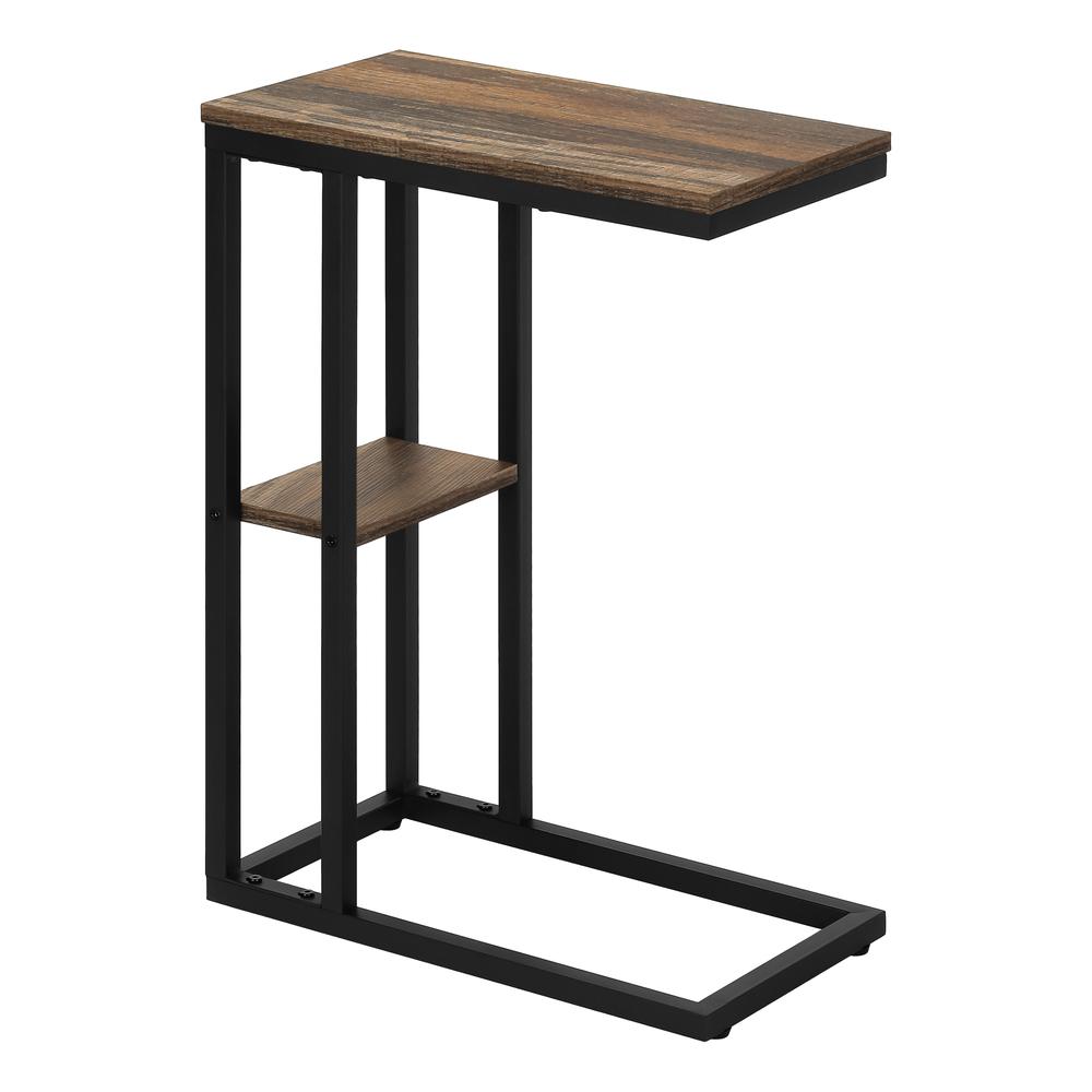 Accent Table, C-shaped, End, Side, Snack, Living Room, Bedroom, Brown Laminate. Picture 1