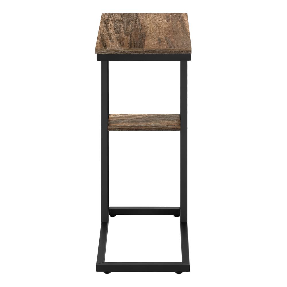 Accent Table, C-shaped, End, Side, Snack, Living Room, Bedroom, Brown Laminate. Picture 3