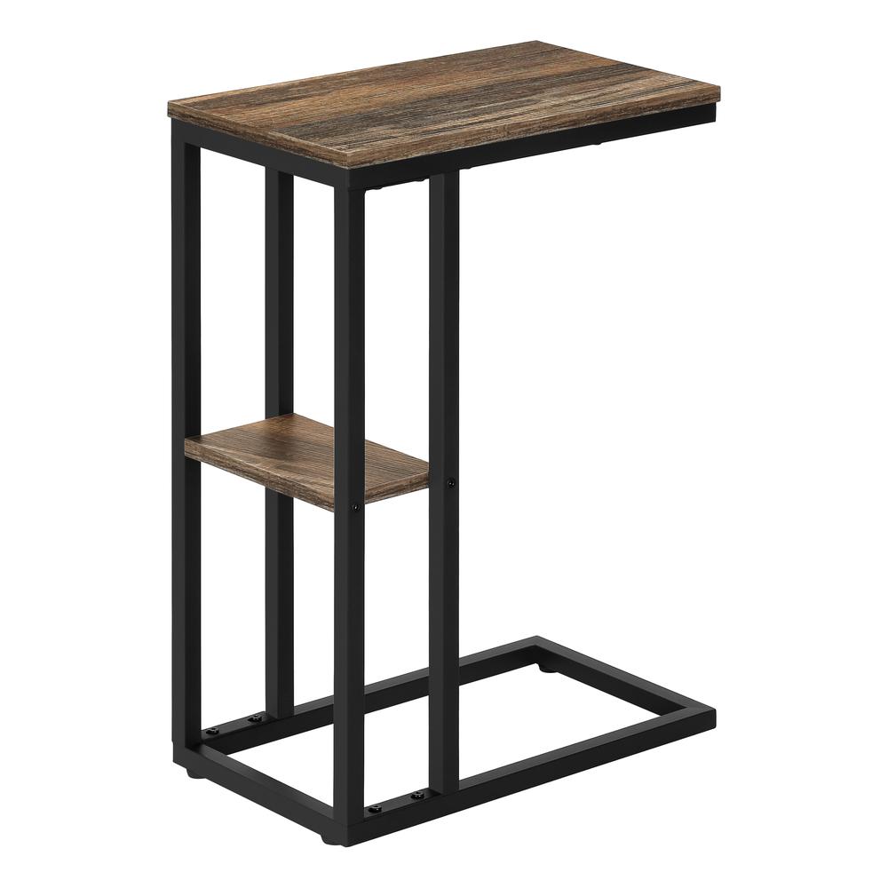 Accent Table, C-shaped, End, Side, Snack, Living Room, Bedroom, Brown Laminate. Picture 4