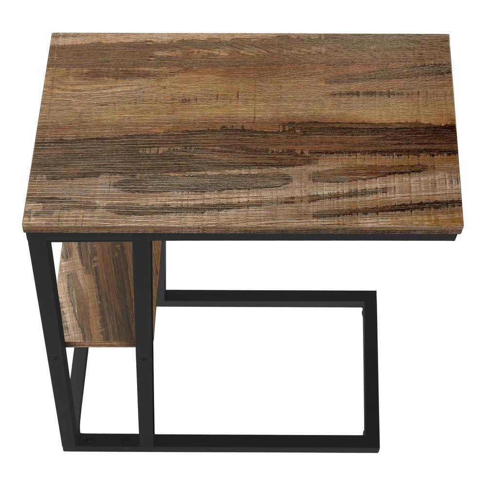 Accent Table, C-shaped, End, Side, Snack, Living Room, Bedroom, Brown Laminate. Picture 5