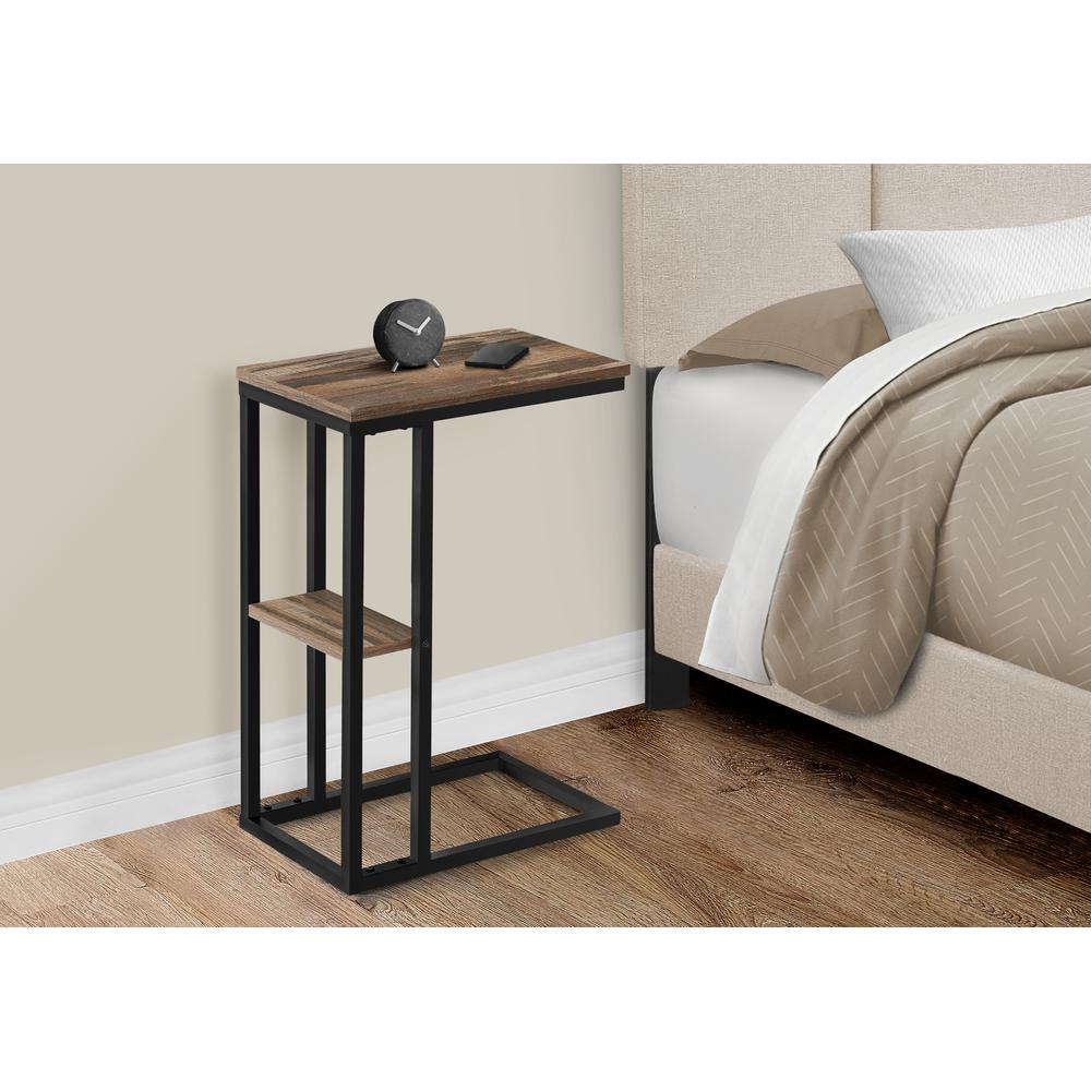Accent Table, C-shaped, End, Side, Snack, Living Room, Bedroom, Brown Laminate. Picture 9