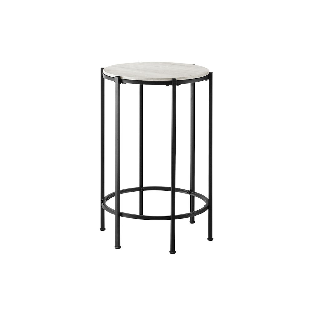 Accent Table, End, Round  Washed Oak Laminate, Black Metal, Contemporary. Picture 1