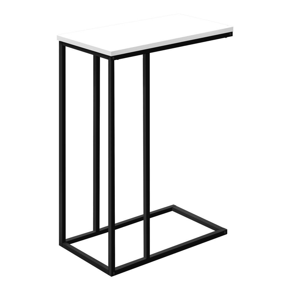 Accent Table, C-shaped, End, Side, Snack, Living Room, Bedroom, White Laminate. Picture 1