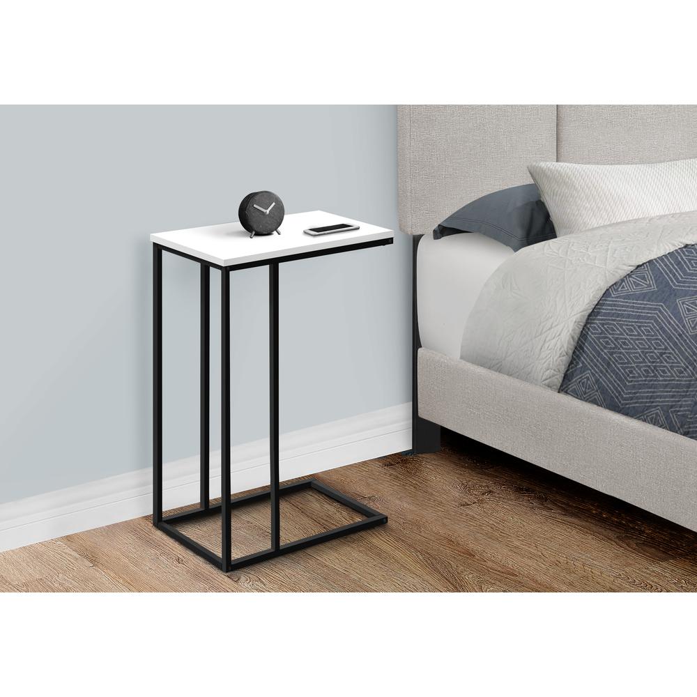 Accent Table, C-shaped, End, Side, Snack, Living Room, Bedroom, White Laminate. Picture 3