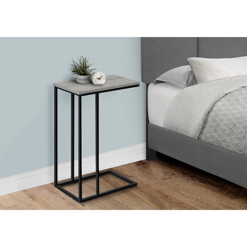 Accent Table, C-shaped, End, Side, Snack, Living Room, Bedroom, Grey Laminate. Picture 3