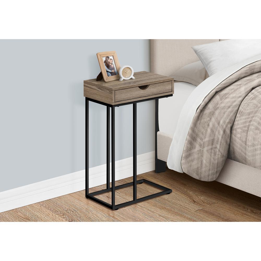 Accent Table, C-shaped, End, Side, Snack, Storage Drawer, Living Room, Bedroom. Picture 3