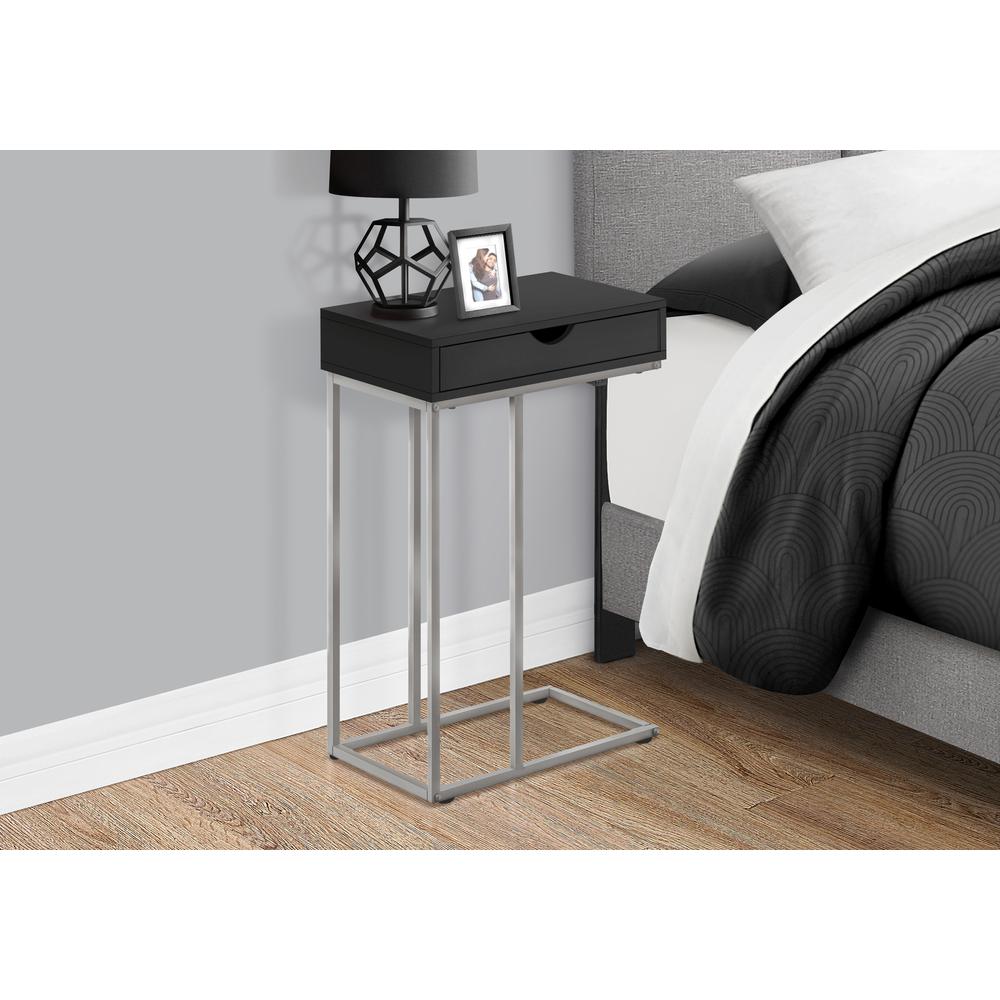 Accent Table, C-shaped, End, Side, Snack, Storage Drawer, Living Room, Bedroom. Picture 3