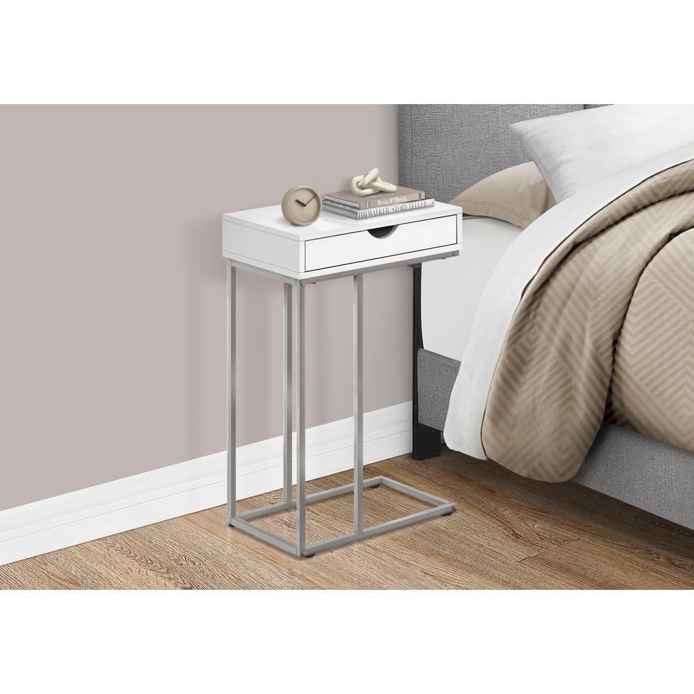 Accent Table, C-shaped, End, Side, Snack, Storage Drawer, Living Room, Bedroom. Picture 3