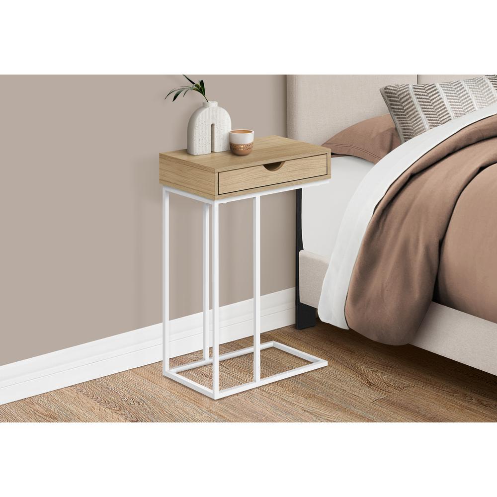 Accent Table, C-shaped, End, Side, Snack, Storage Drawer, Living Room, Bedroom. Picture 3
