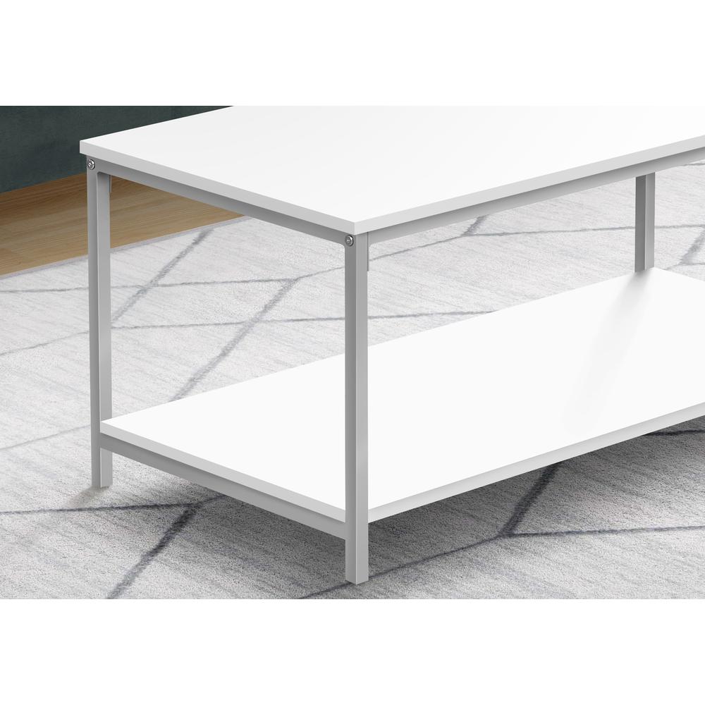 Coffee Table, Accent, Cocktail, Rectangular, Living Room, 40L, White Laminate. Picture 3