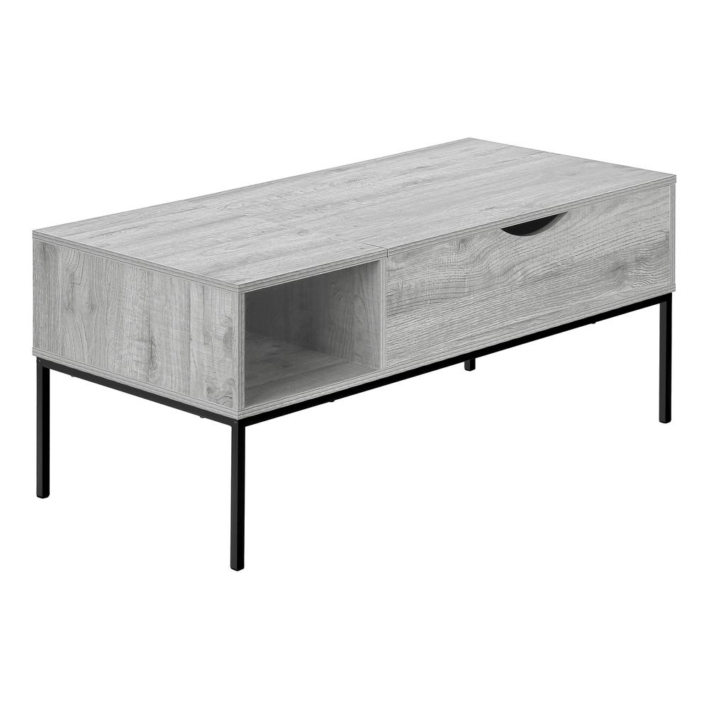 Coffee Table, 42 L, Rectangular, Cocktail, Lift-top, Grey, Black. Picture 1